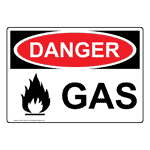 OSHA DANGER Gas Sign ODE-3330 Hazardous Gas / Gas Lines