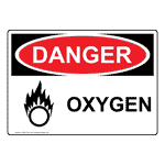 OSHA DANGER Oxygen Sign ODE-5135 Hazardous Gas / Gas Lines