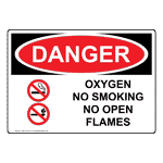 OSHA DANGER Oxygen No Smoking No Open Flames Sign ODE-5145 Gases