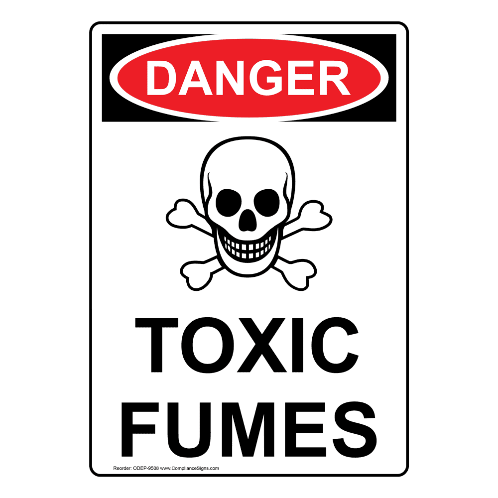 Portrait OSHA DANGER Toxic Fumes Sign With Symbol ODEP-9508