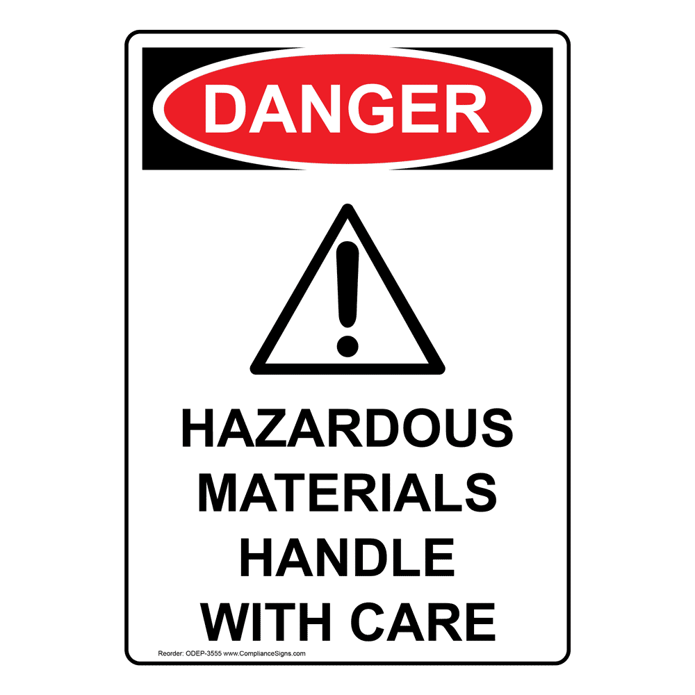 Portrait OSHA DANGER Hazardous Materials Sign With Symbol ODEP-3555