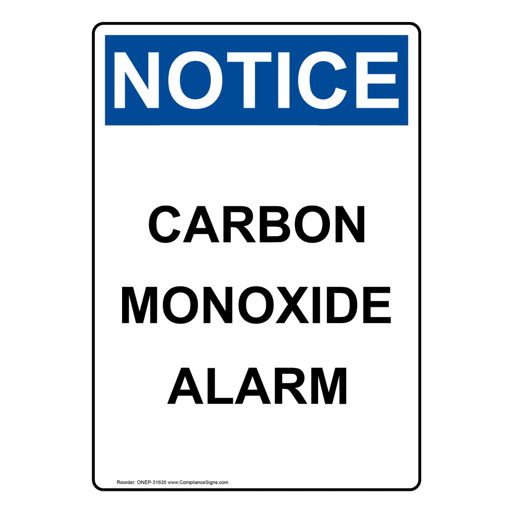 Portrait OSHA Carbon Monoxide Alarm Sign ONEP31635