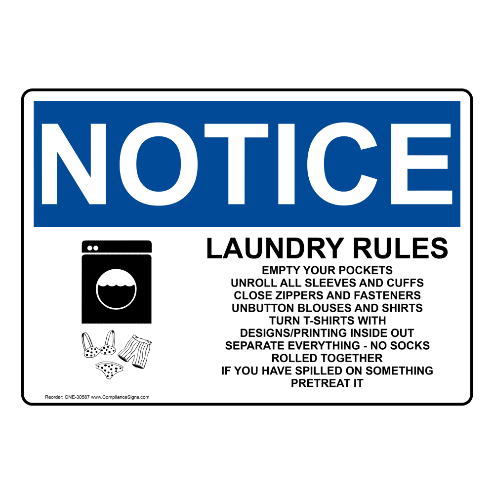 OSHA Laundry Room Rules For Residents Use Only Sign ONE30589