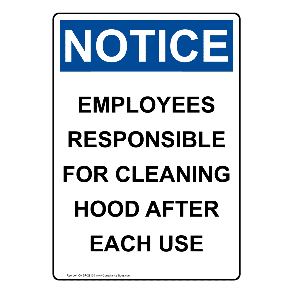 Portrait OSHA Employees Responsible For Cleaning Sign ONEP29135