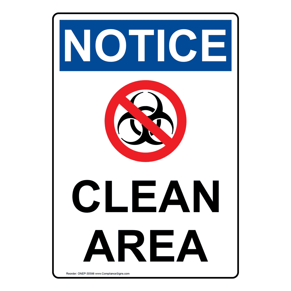 Portrait OSHA Clean Area Sign With Symbol ONEP 30598