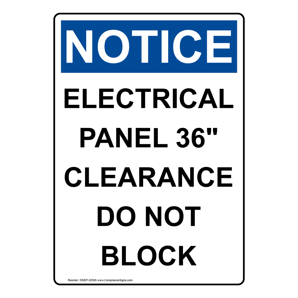 Portrait OSHA Electrical Panel 36" Clearance Sign ONEP32595