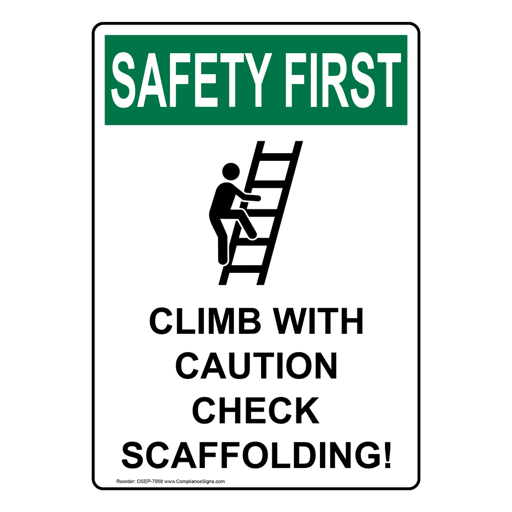 Portrait OSHA Scaffolding Safety Sign With Symbol OSIEP8192R