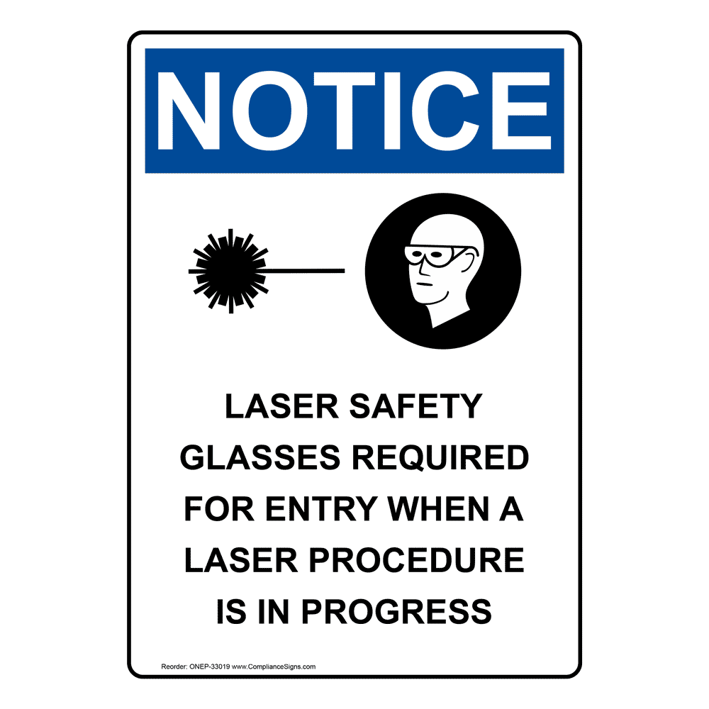 OSHA Laser Safety Glasses Required Sign With Symbol ONE33019