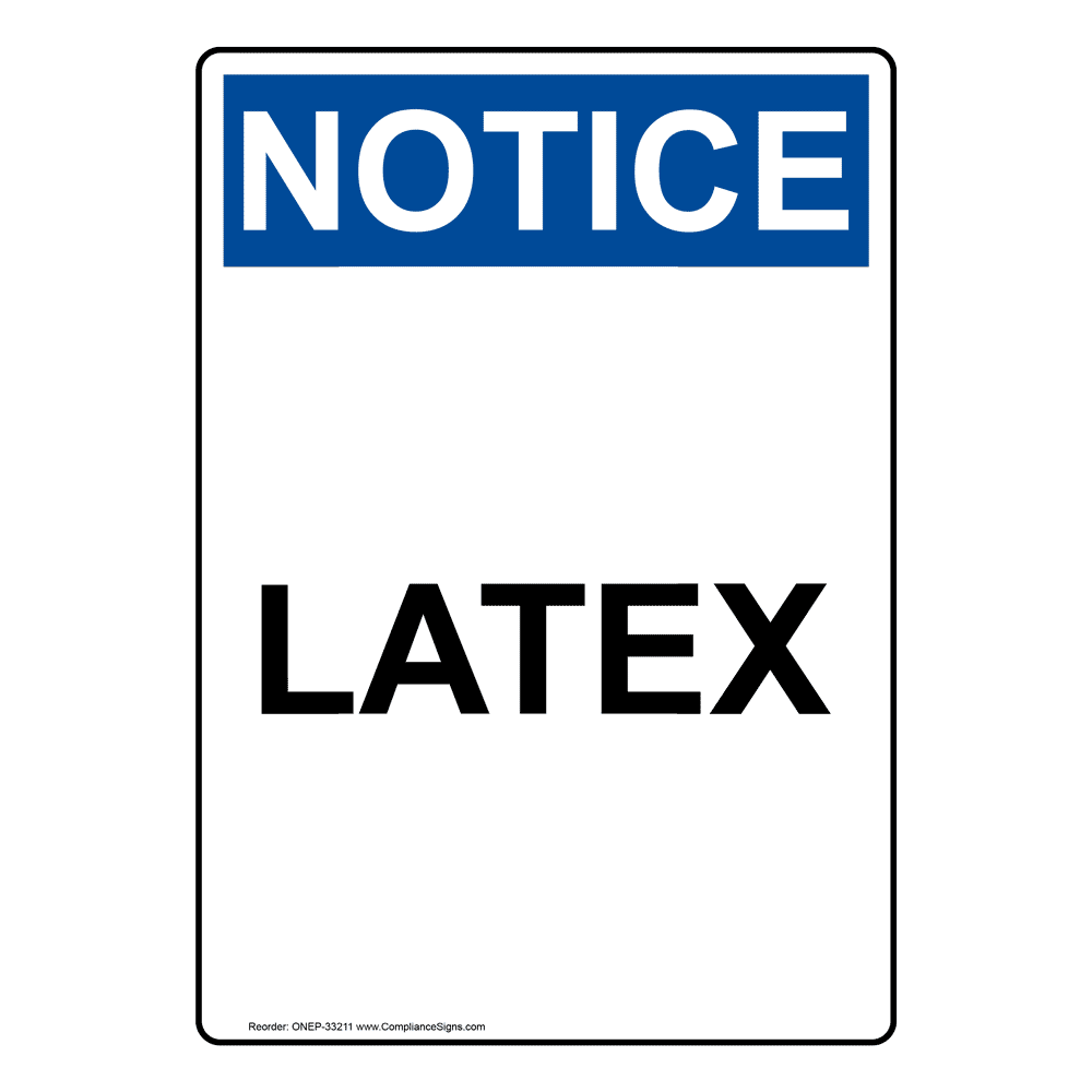 Portrait Latex Allergy No Latex Products Sign NHEP33238_BLU
