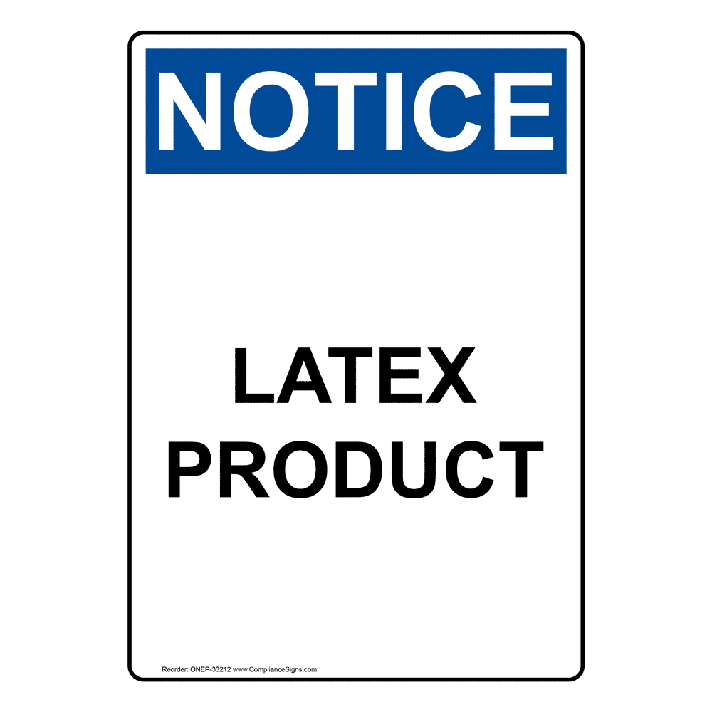 Portrait Latex Allergy No Latex Products Sign NHEP33238_BLU