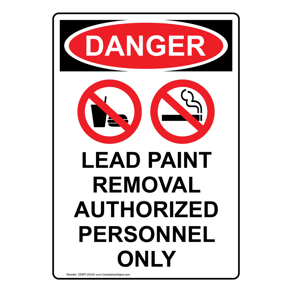 Portrait OSHA DANGER Lead Paint Sign With Symbol ODEP25235