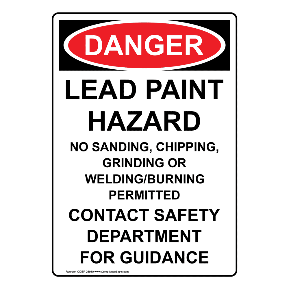 Portrait OSHA DANGER Lead Paint Hazard No Sanding, Sign ODEP26960