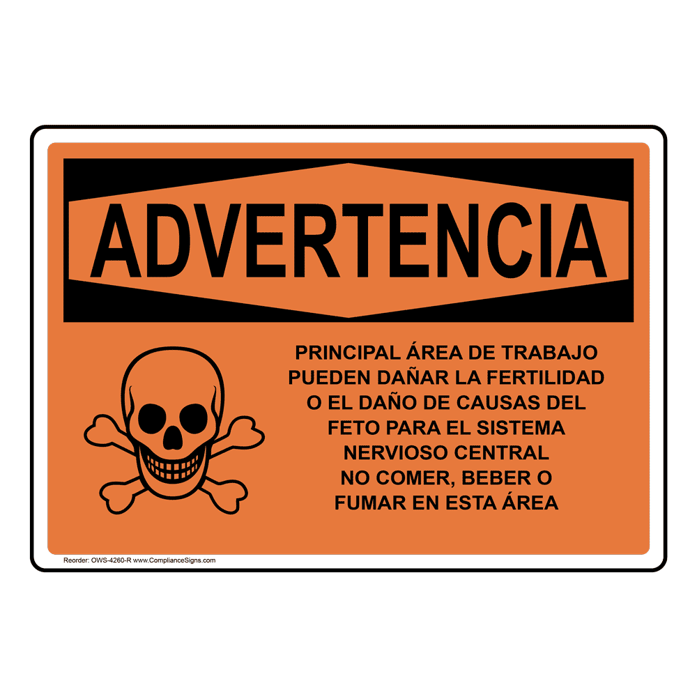 Portrait OSHA Lead Work Area May Damage Fertility Sign With Symbol OWEP4260R
