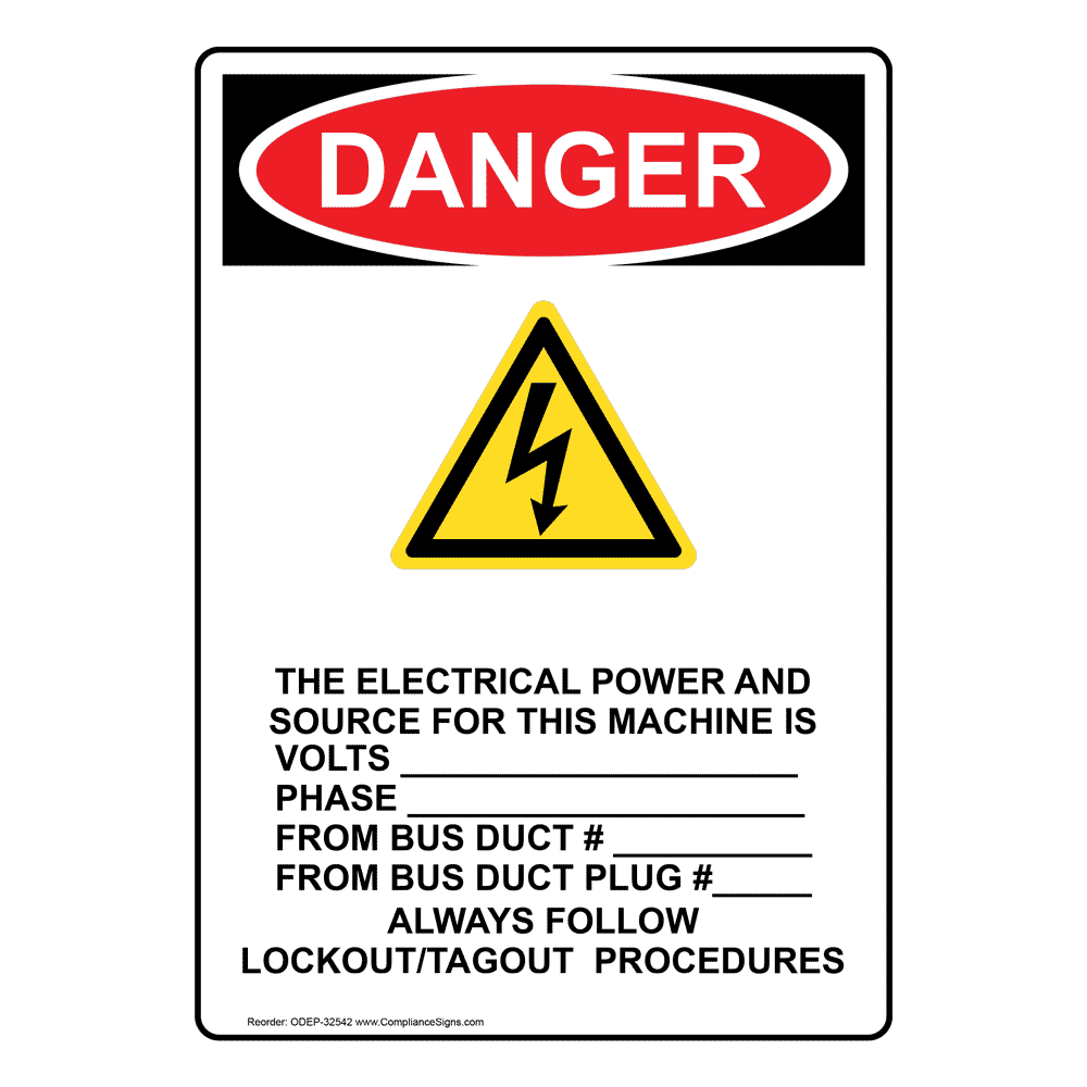 Portrait OSHA Lockout And Tagout Procedures Sign ODEP32546