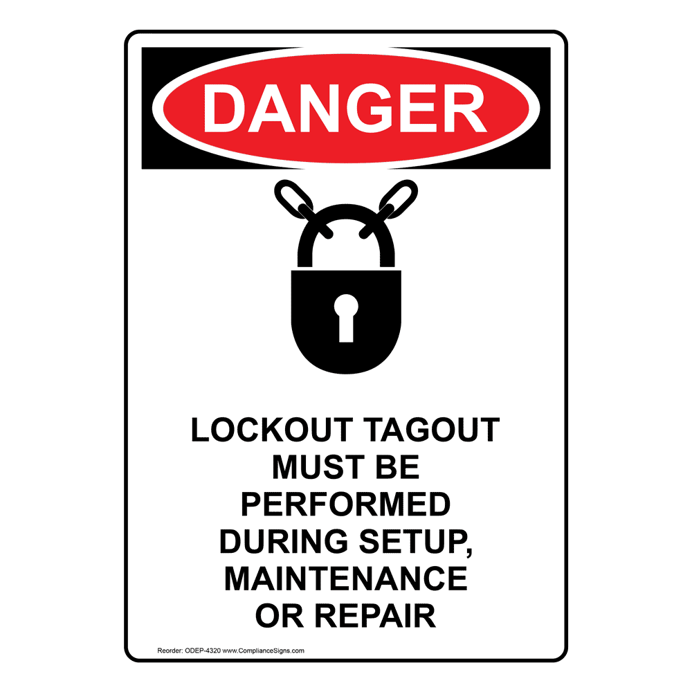OSHA DANGER Lockout Tagout Setup Maintenance Spanish Sign ODS4320