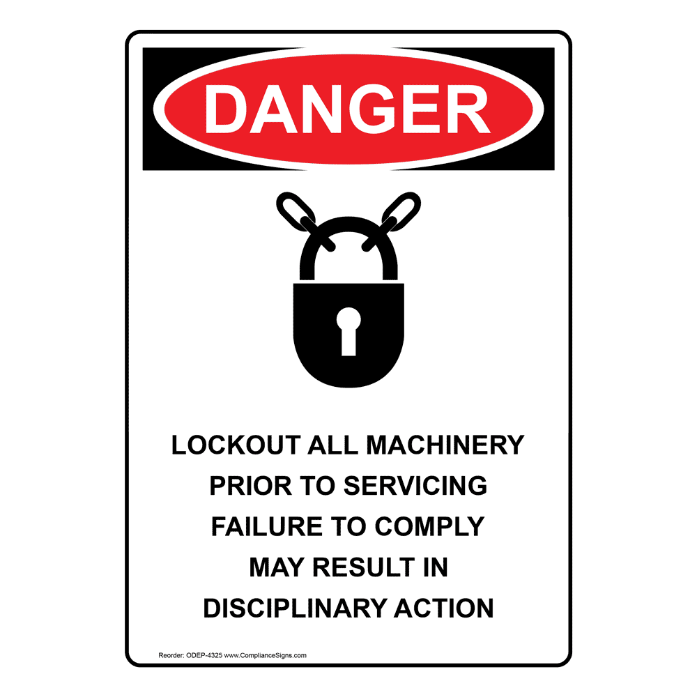 Portrait OSHA Lockout Tagout Must Sign With Symbol ODEP4320