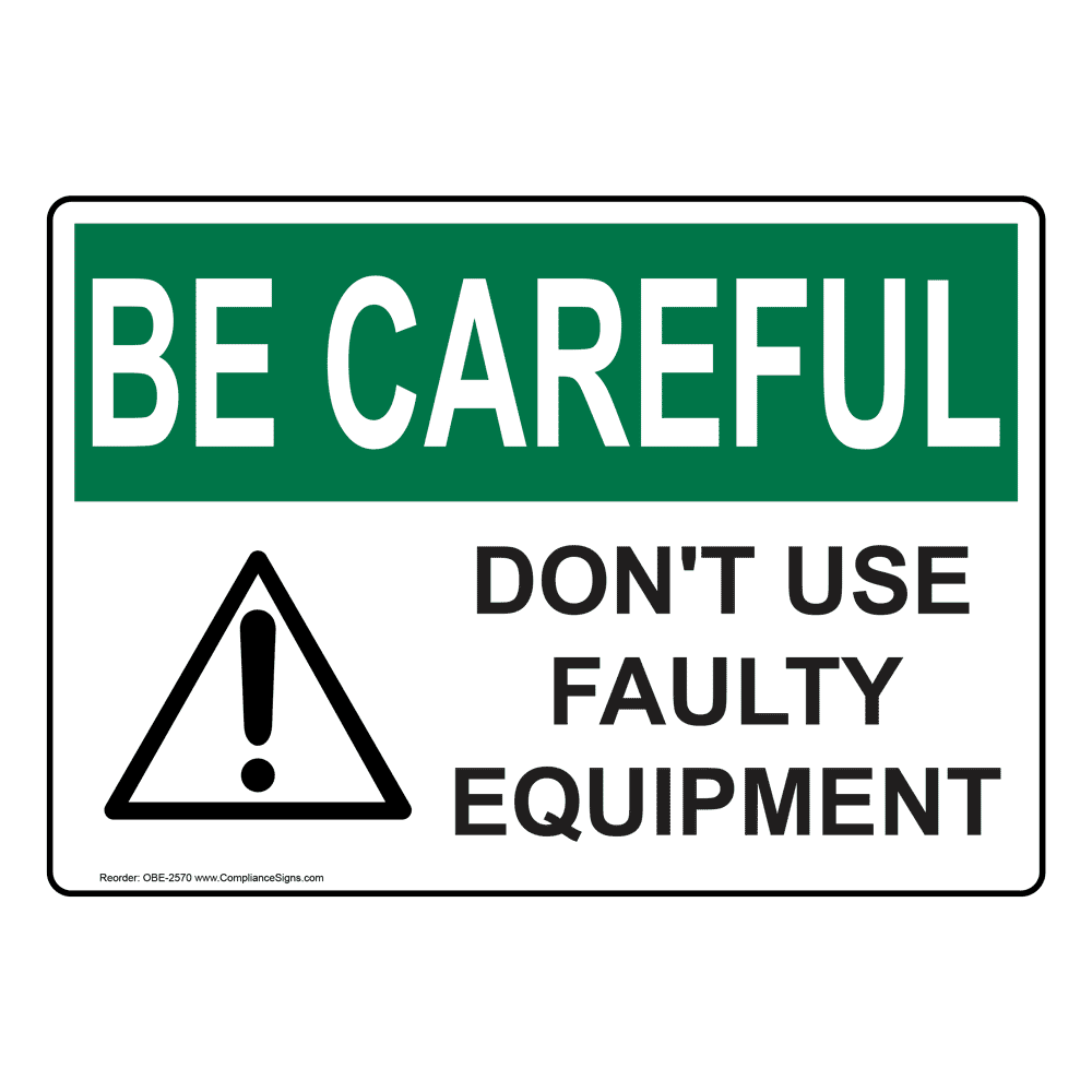 Portrait OSHA Don't Use Faulty Equipment Sign With Symbol OBEP2570