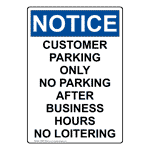 Portrait OSHA Customer Parking Only No Parking Sign ONEP-33399