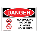 OSHA DANGER No Smoking No Open Flames No Sparks Sign ODE-4900