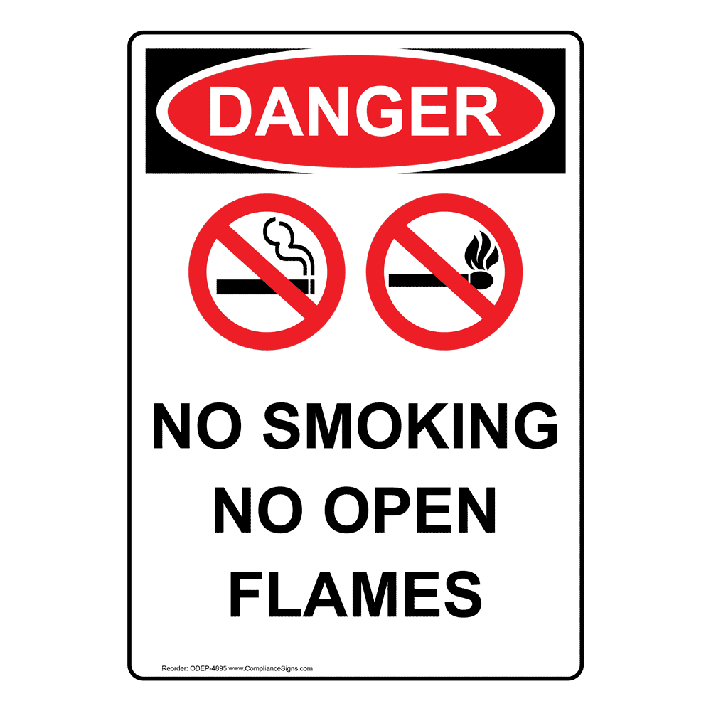 OSHA DANGER No Smoking No Open Flames Sign ODE-4895 No Open Flame