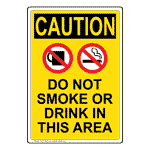 Portrait OSHA Do Not Smoke Or Drink Sign With Symbol OCEP-2425
