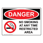 OSHA DANGER No Smoking At Any Time Restricted Area Sign ODE-4775