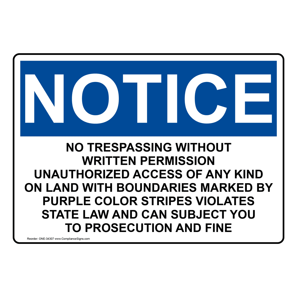 OSHA No Trespassing Without Written Permission Sign ONE-34307