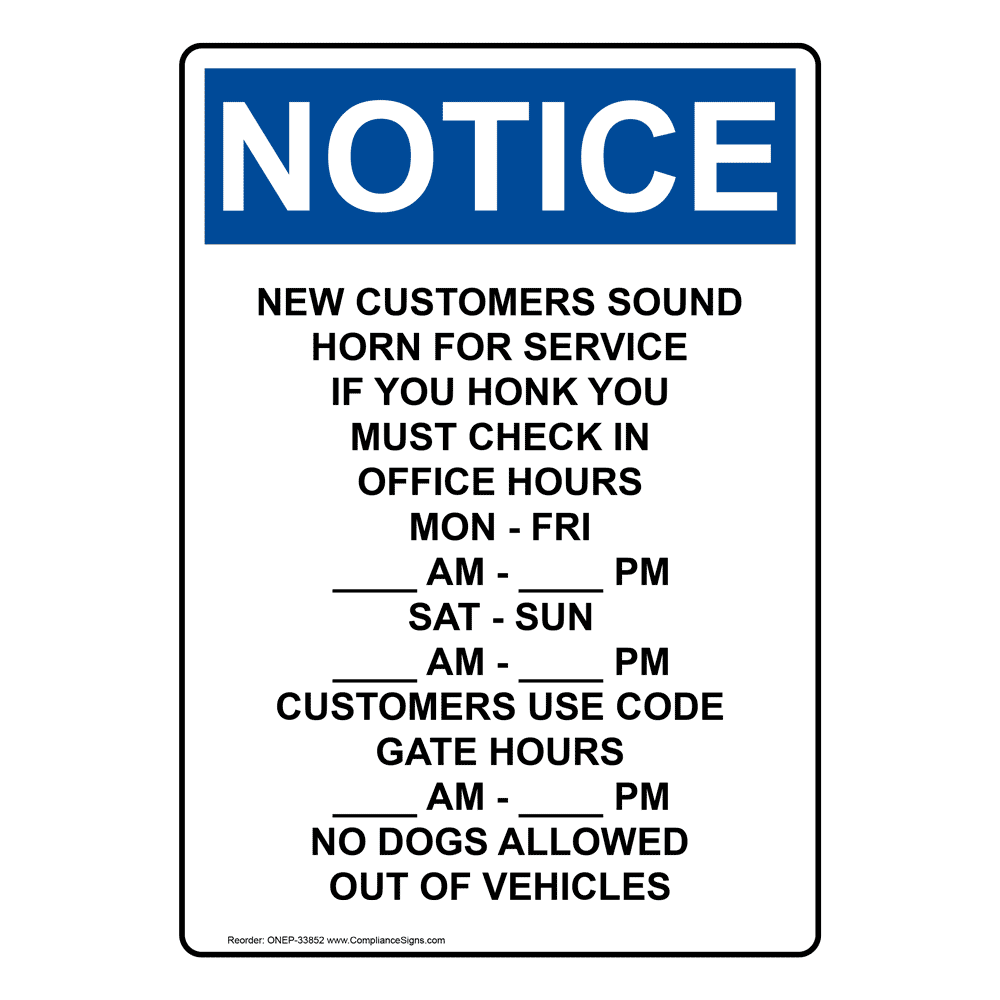 Portrait OSHA Laundry Room Hours ____ Am ____ Pm Sign ONEP33844