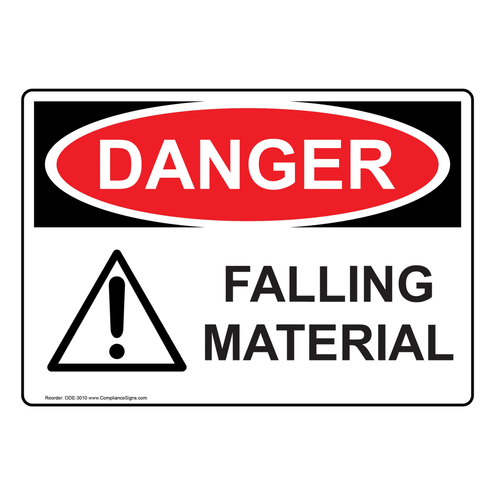 OSHA DANGER Falling Material Sign With Symbol ODE-3010