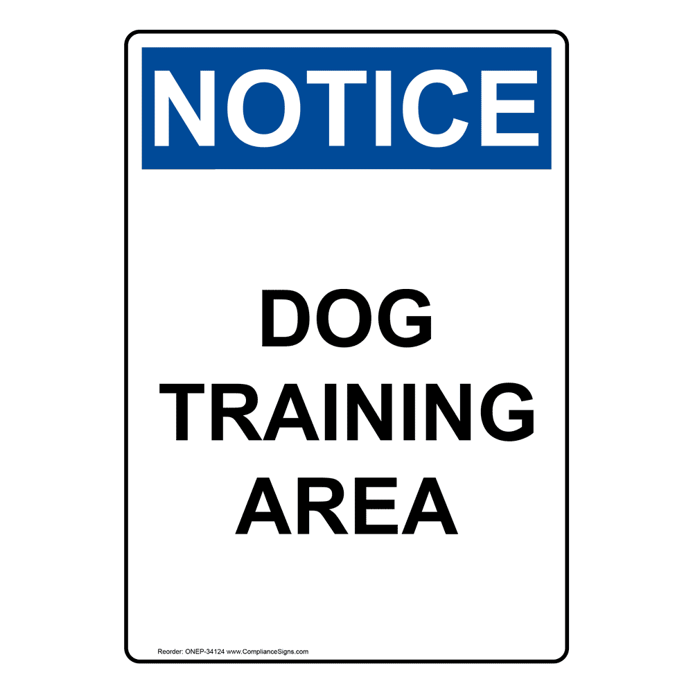 Portrait OSHA Dog Training Area Sign ONEP34124