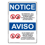 OSHA NOTICE Cell Phone Designated Area Only Bilingual Sign ONB-14121