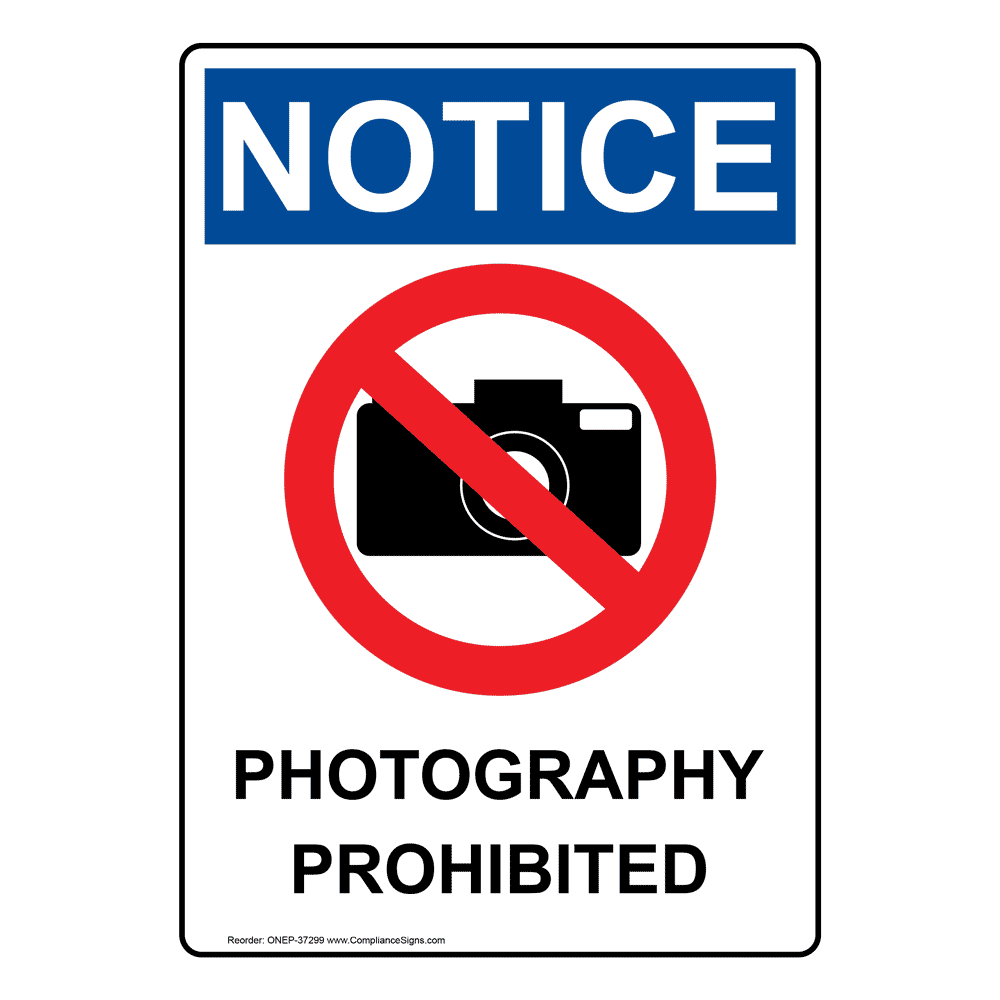 Portrait OSHA Photography Prohibited Sign With Symbol ONEP37299