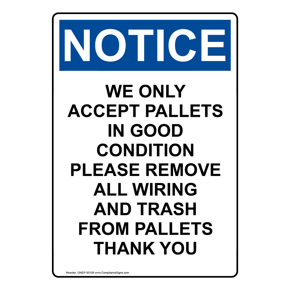 Portrait No Wooden Pallets Sign NHEP50507