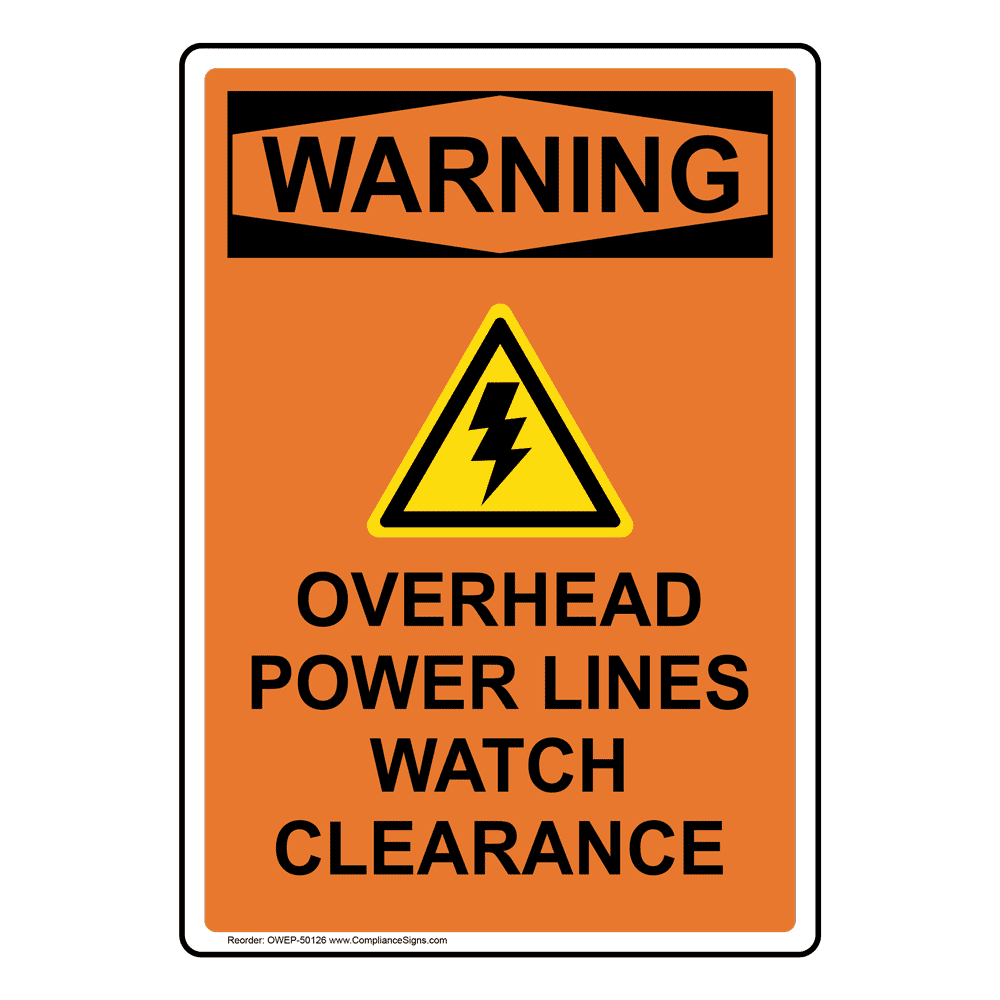 Portrait OSHA Overhead Power Lines Sign With Symbol OWEP50126