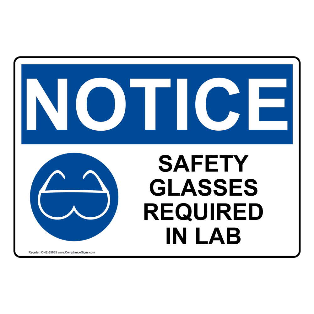 OSHA Safety Glasses Required In Lab Sign With Symbol ONE35835