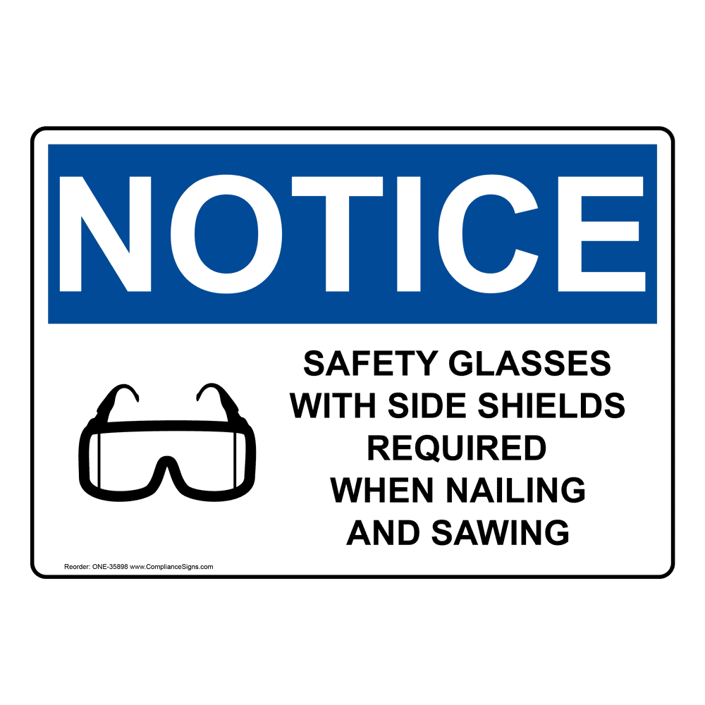 OSHA Safety Glasses With Side Shields Sign With Symbol ONE35898