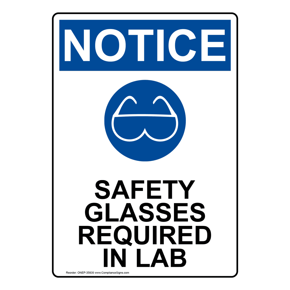 Portrait OSHA Safety Glasses Required Sign With Symbol ONEP35835