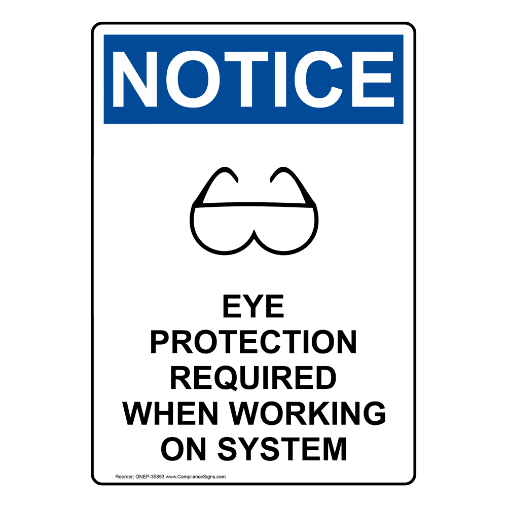 Portrait OSHA Eye Protection Required Sign With Symbol ONEP35853