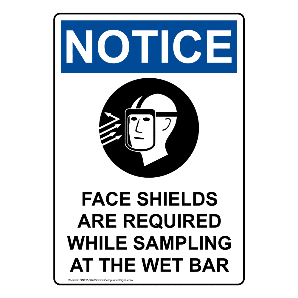 Portrait OSHA Face Shields Are Required Sign With Symbol ONEP36463