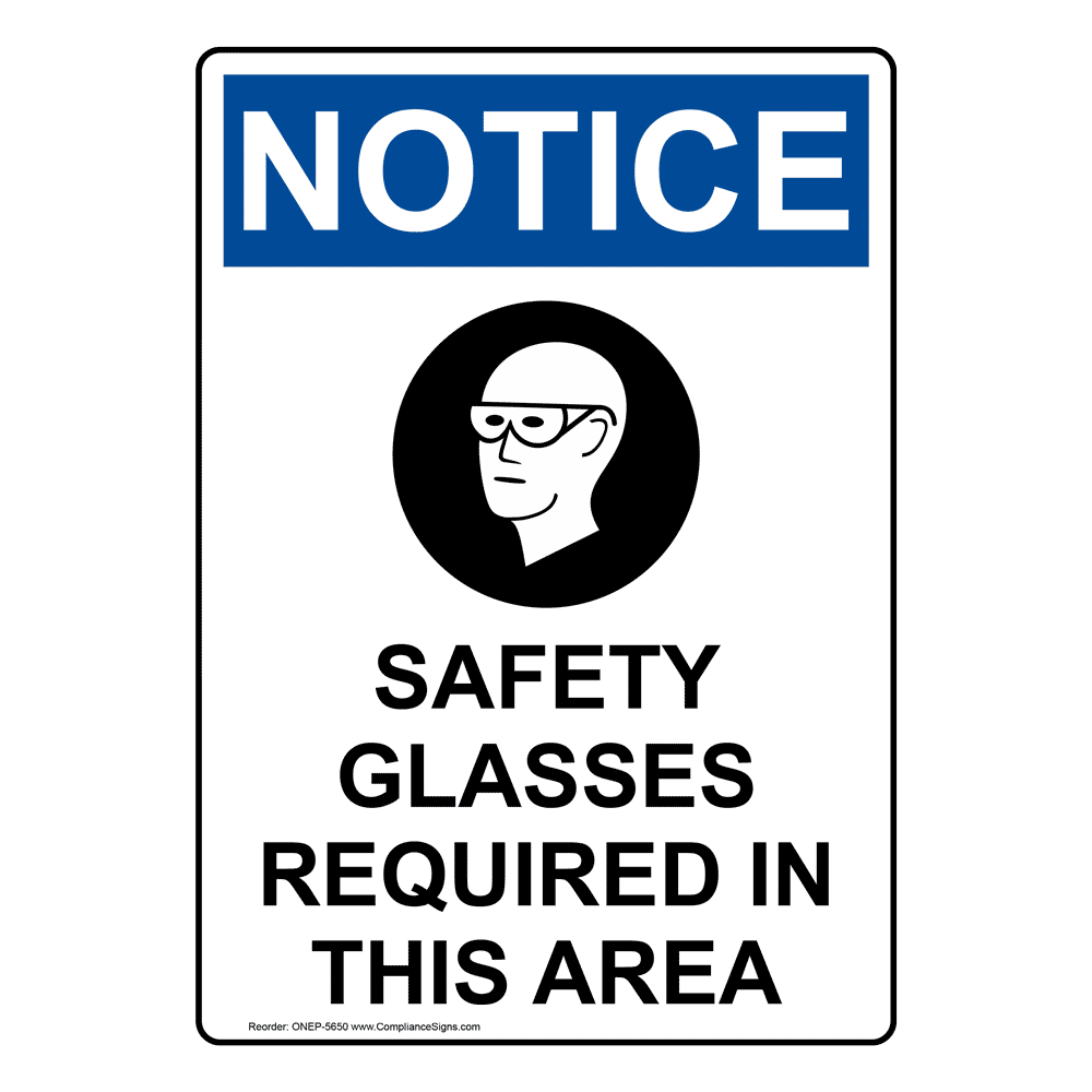 Portrait OSHA Safety Glasses Required Sign With Symbol ONEP5650