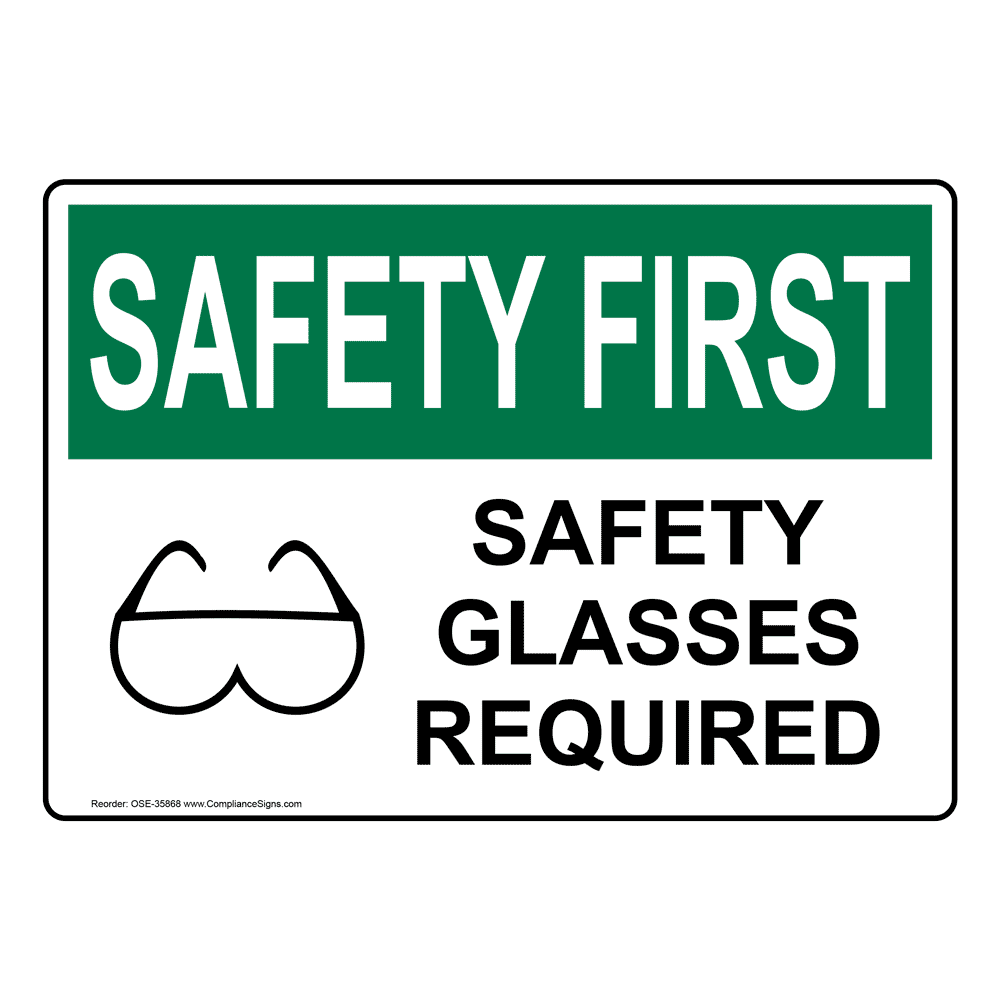 OSHA Safety Glasses Required Sign With Symbol OSE35868