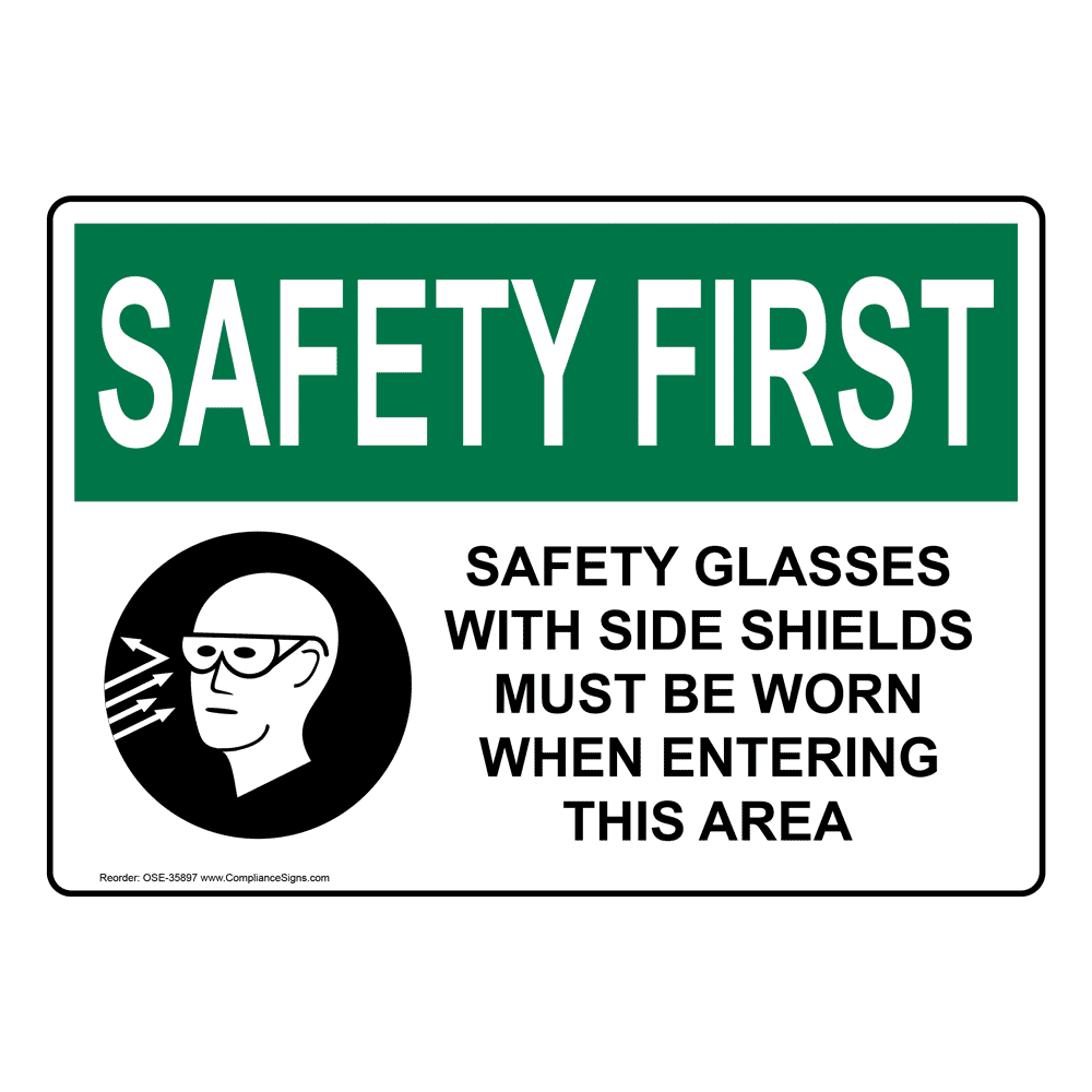 OSHA Safety Glasses With Side Shields Sign With Symbol OSE35896
