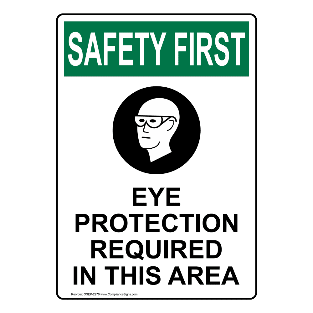 Portrait OSHA Eye Protection Required Sign With Symbol OSEP2960