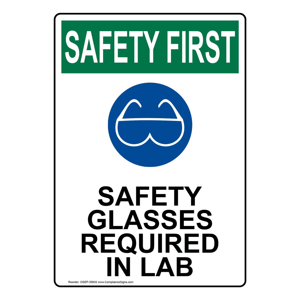 OSHA Safety Glasses Required In Lab Sign With Symbol OSE35835