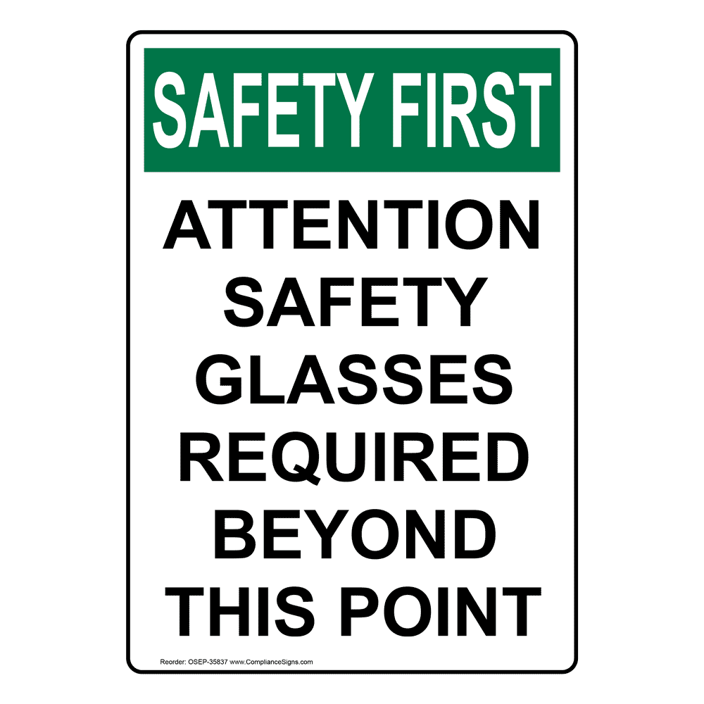 Portrait OSHA Eye Protection Required Sign With Symbol OSEP2960