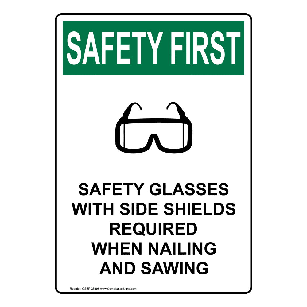 Portrait OSHA Safety Glasses With Sign With Symbol OSEP35898