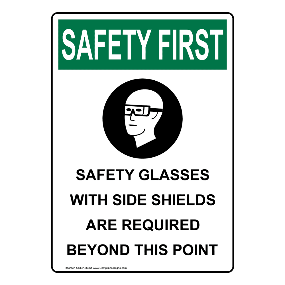 OSHA Safety Glasses With Side Shields Sign With Symbol OSE36361