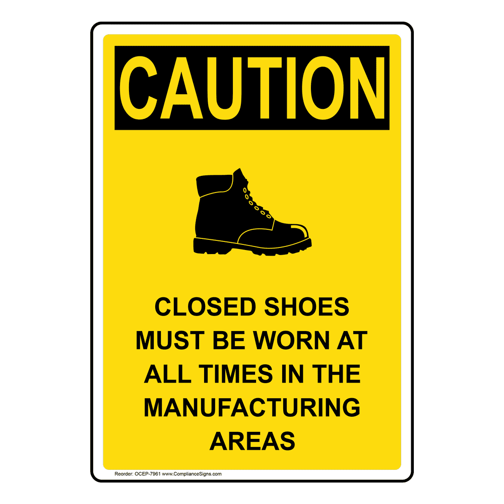 Portrait OSHA Safety Shoes Required Sign With Symbol OCEP5700