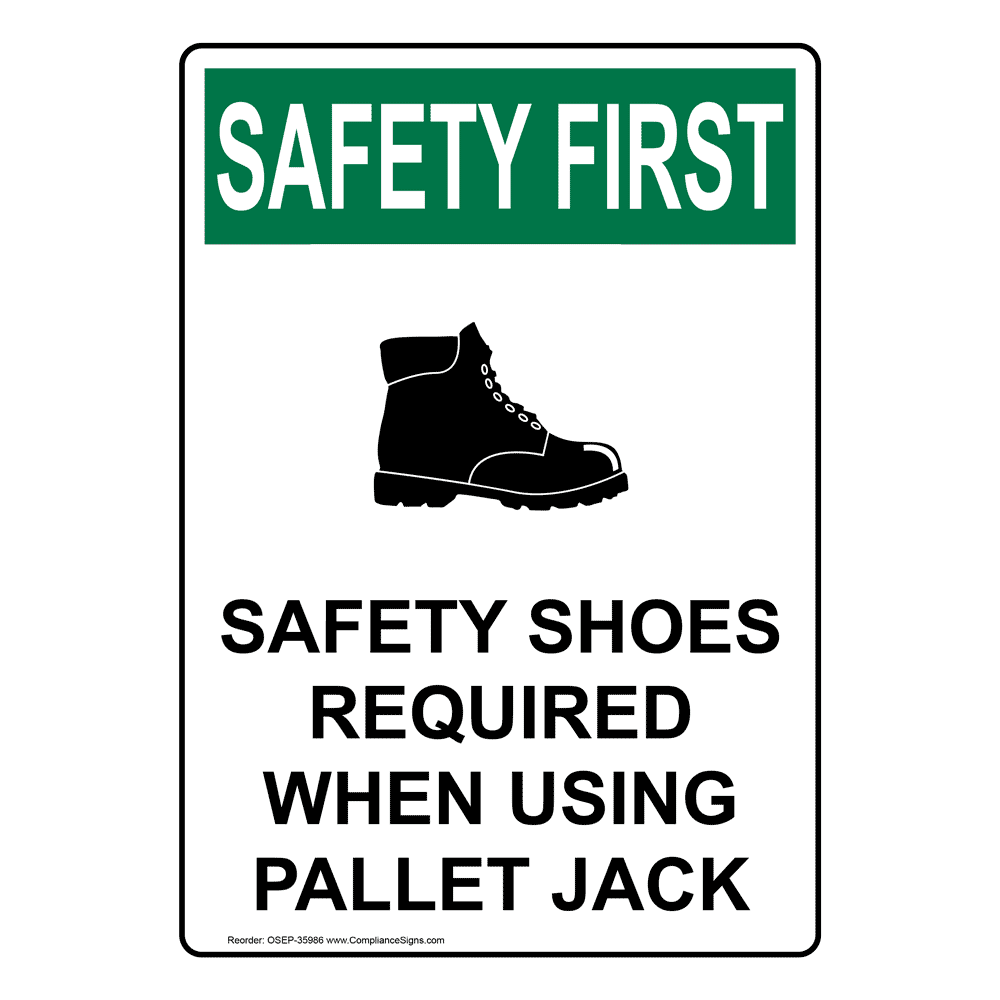 Portrait OSHA Safety Shoes Required Sign With Symbol OSEP35986