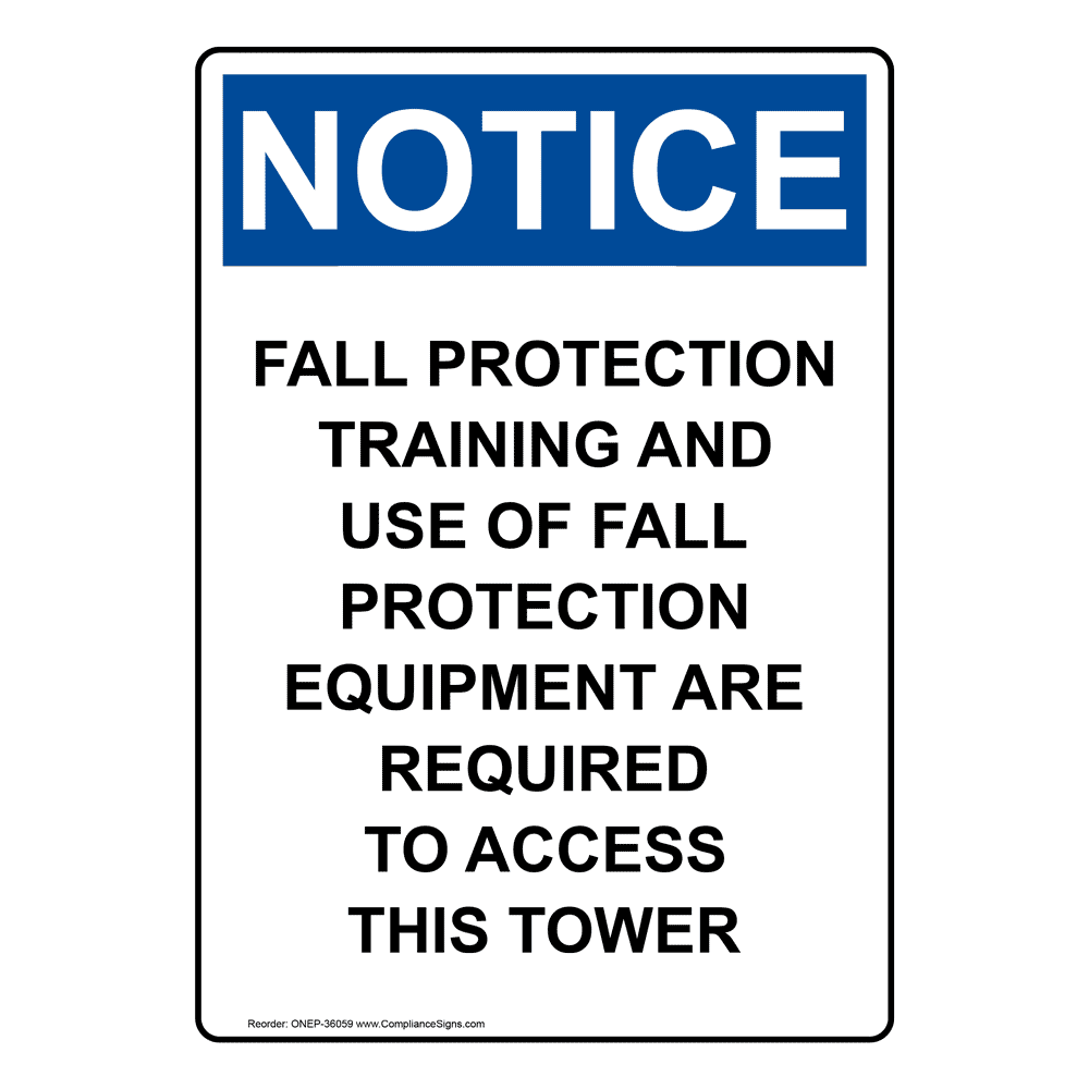 Portrait OSHA Fall Protection Training And Use Sign ONEP36059